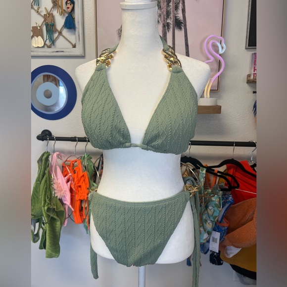 Other - Gold buckle mint textured bikini